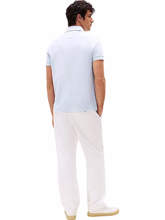 Tommy Hilfiger Ανδρικό Γαλάζιο Polo T-shirt με σημαιάκι στο μανίκι Γαλάζιο 3