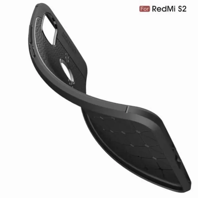 Κάλυμμα Πλάτης TPU Litchi Texture για Xiaomi Redmi S2 / Y2 Black EOM 2