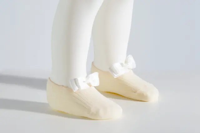 Socks Sous Bas με Λαστιχο + Φιογκάκι Κρεμ