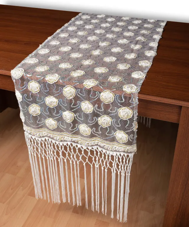 Τούλινη καρέ τραβέρσα 264-17 (50cm x 200cm) λευκό - -