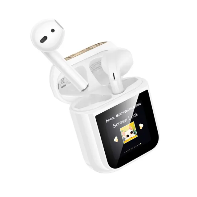 Wireless Hands Free Hoco EW86 Cat v5.4 300mAh 3.5 Ώρες Ομιλίας Σύστημα Εύρεσης Ακουστικού και Οθόνη Αφής Λευκά 3