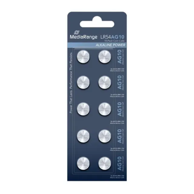 MediaRange Premium Alkaline Coin Cells AG10|LR54|1.5V Pack 10 (MRBAT112)