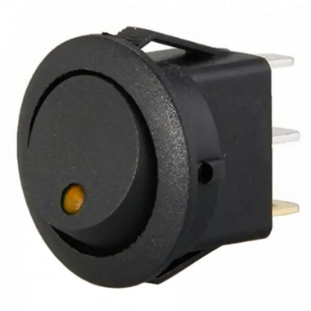 Διακόπτης On/off round rocker led dot 12V - Κίτρινο