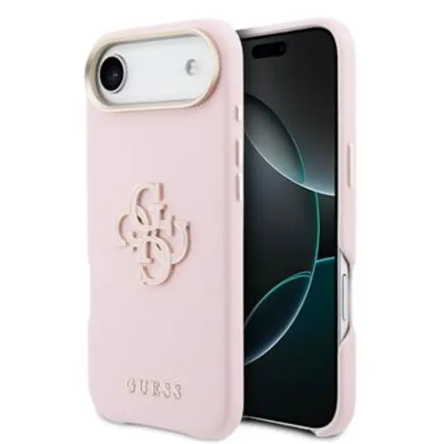 Guess PU Grained 4G Resin Metal Logo Case for iPhone Air Pink
