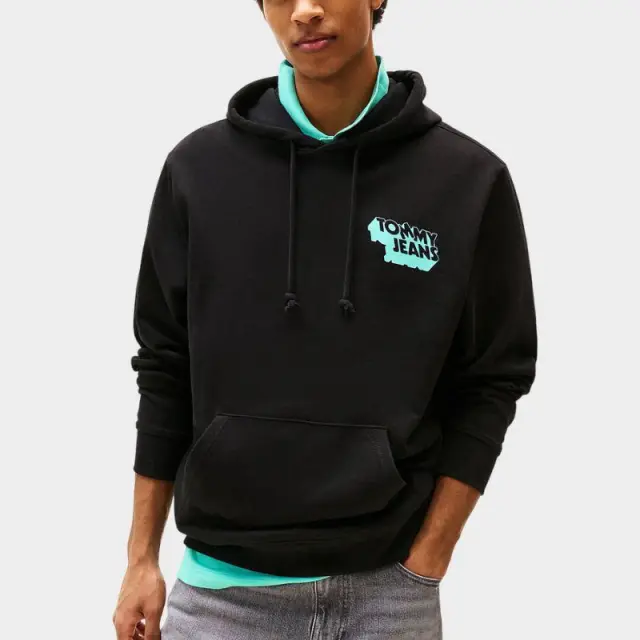 Tommy Hilfiger - Ανδρικό Φούτερ Stack Back Logo Hoodie DM0DM21625-BDS Μαύρο - 2XL