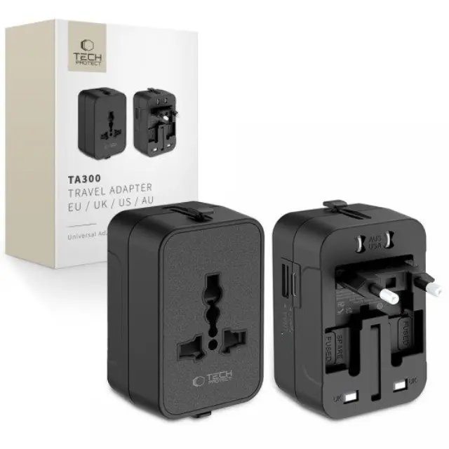 Tech‑Protect® Αντάπτορας Πρίζας TA300 Travel Adapter EU / UK / US / AU Black 3