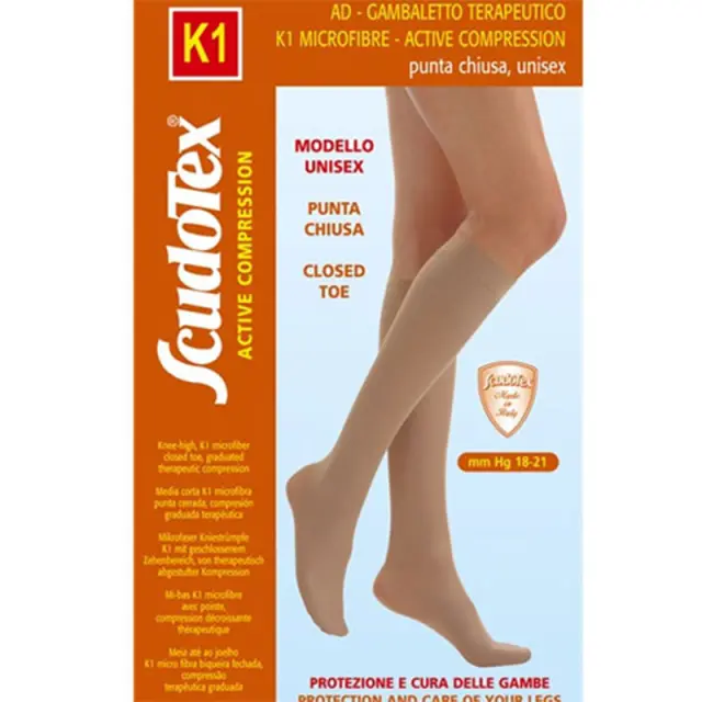 Scudotex 434 Κάλτσες Κάτω Γόνατος Διαβαθμισμένης Συμπίεσης 18-21 mmHg Beige - Medium