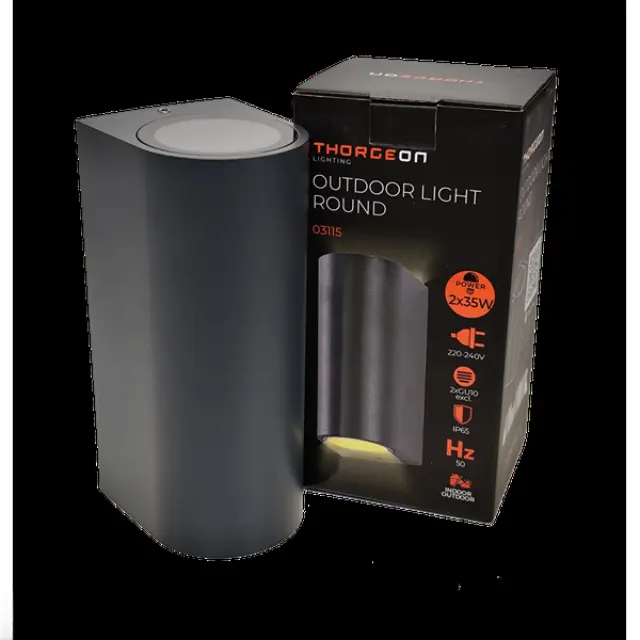 Outdoor Wall Light without Light Source 2xGU10 IP65 03115 Round Anthracite THORGEON