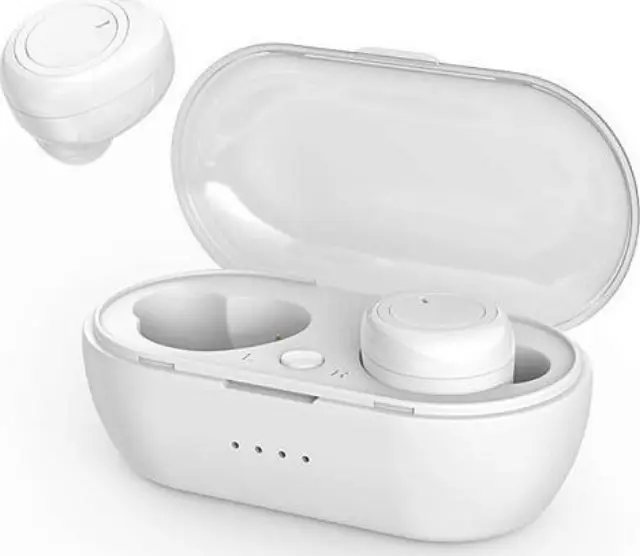 Ασύρματα ακουστικά Bluetooth με βάση φόρτισης και μικρόφωνο - EZRA TWS06 ΑΣΠΡΟ
