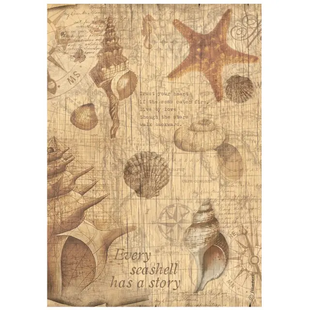 Ριζόχαρτο ντεκουπάζ Stamperia 21x29cm A4, Sea Land, Shells