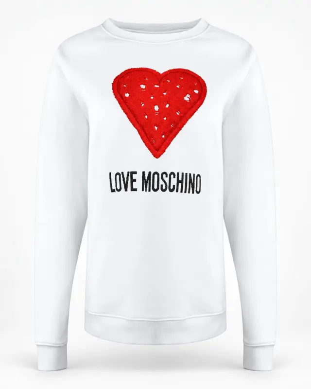 Love Moschino JH6924PP0NL52100 Γυναικείο Sweatshirt Λευκό με Box Logo - XL