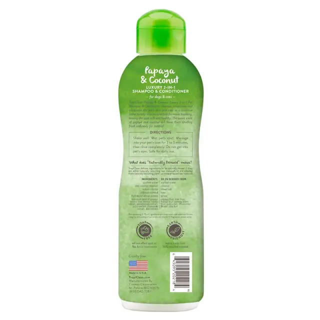 Tropiclean Luxury 2 In 1 Shampoo & Conditioner Σαμπουάν Σκύλου/Γάτας Παπάγια & Καρύδα 355ml 2