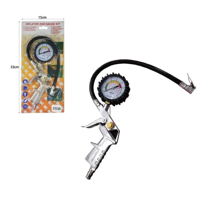Πιστόλι αέρος ελαστικών με μανόμετρο - Inflator and gauge kit 58072