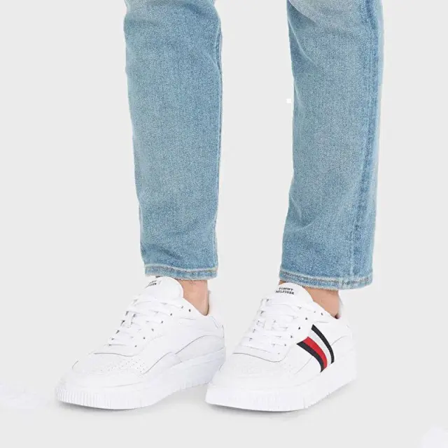 Tommy Hilfiger - Ανδρικά Sneakers Supercup Leather Stripes FM0FM04824-YBR Λευκό - 46 2