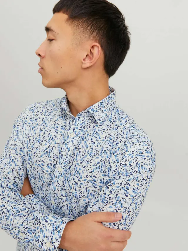 JPRBLAMONACO PRINT SHIRT L/S Blue Mirage 2