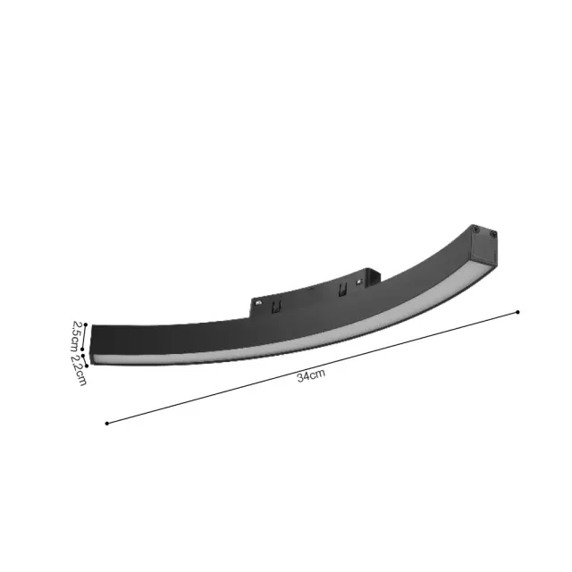 Inlight Γραμμικό φωτιστικό LED 12W 3CCT για Curved μαγνητική ράγα σε μαύρη απόχρωση D:34x2,2x2,5cm (TMC0021-Black) 2