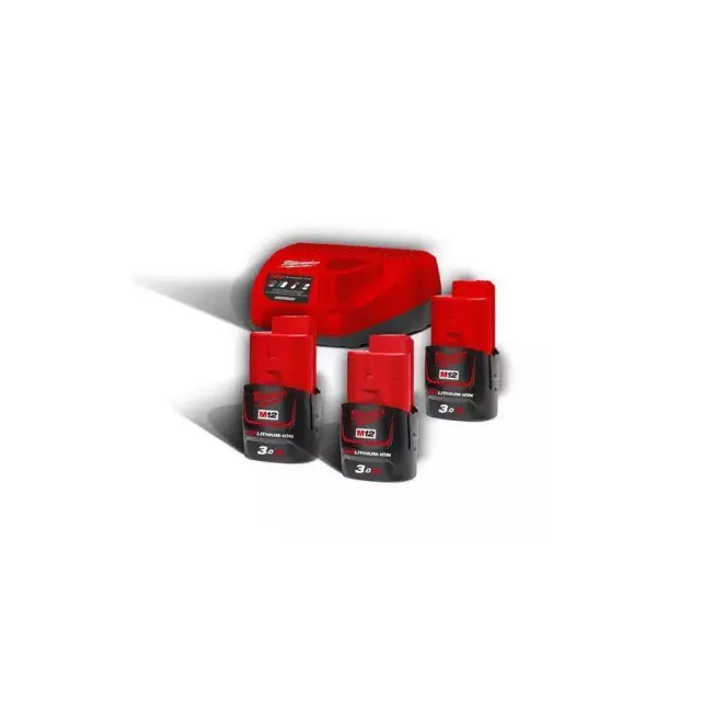 Milwaukee 4933459207 - Σετ 3 Μπαταρίες Λιθίου 12V 3Ah με Φορτιστή 12V