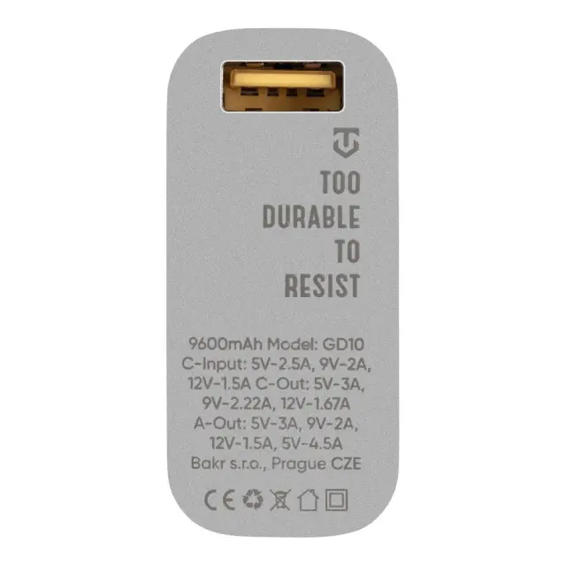 Tactical EDC Brick Power Bank 9600mAh 22.5W με Θύρα USB-A και Θύρα USB-C Ασημί 2