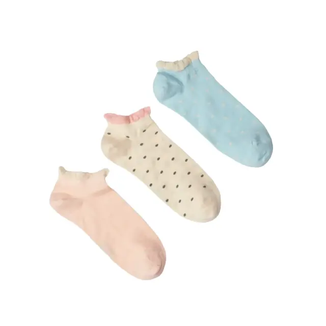 FMS Γυναικείες Κάλτσες Sneaker Pois - 3 Ζεύγη, Χρώμα Light Blue-Pearl-Peach - ONESIZE