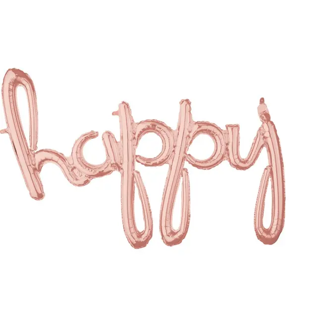 Μπαλόνι Φοιλ Script Phrase Happy Ροζ Χρυσό / 99 x 68 εκ