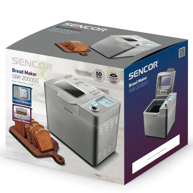 Αρτοπαρασκευαστής Sencor SBR 2000SS Inox 900g με Αυτόματη Προσθήκη Υλικών & 23 Προγράμματα 2
