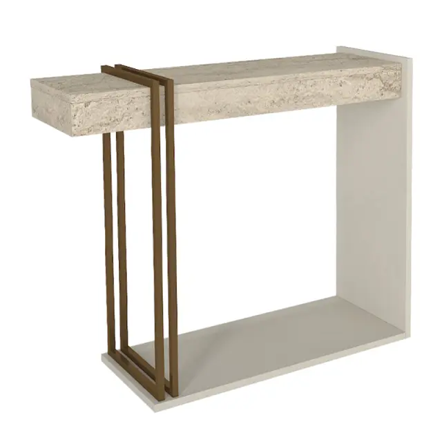 Κονσόλα Desca Megapap χρώμα travertine - sandstone - χρυσό 91,8x29,6x74,2εκ. 3