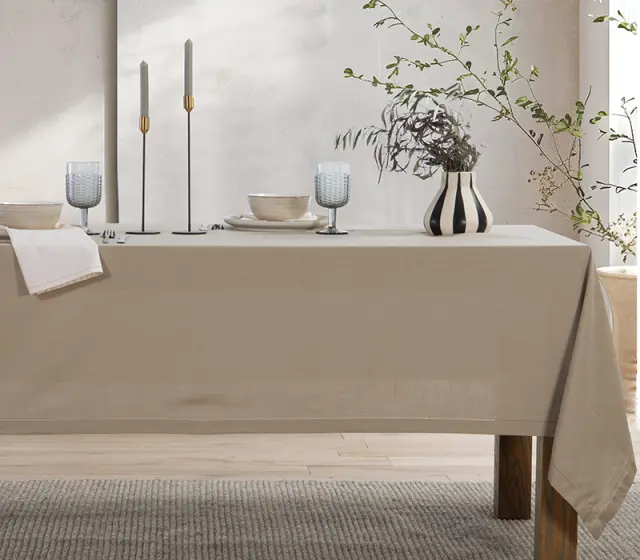 NEF-NEF ΤΡΑΠΕΖΟΜΑΝΤΗΛΟ STEADY 150X180 NEF-NEF HOMEWARE, 100% BAMBAKI - BEIGE (037542)