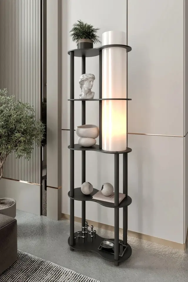 Stewehome Διακοσμητικό Φωτιστικό Δαπέδου με Ράφι 60x24x165 cm
