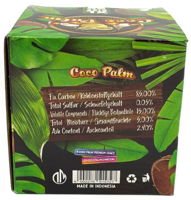 Καρβουνάκια για Ναργιλέ τετράγωνα Coco Palm (26mm) - 1Kg 3