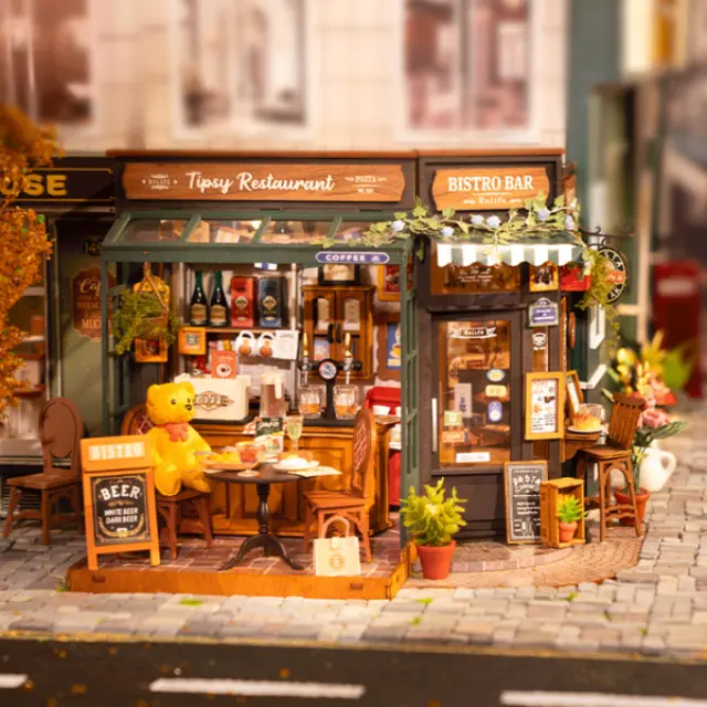 Robotime DIY Miniature House Tipsy Restaurant DG167 2