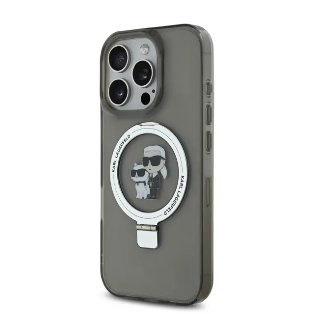 Karl Lagerfeld Ringstand Karl and Choupette MagSafe Case for iPhone 16 Pro Max Black 3