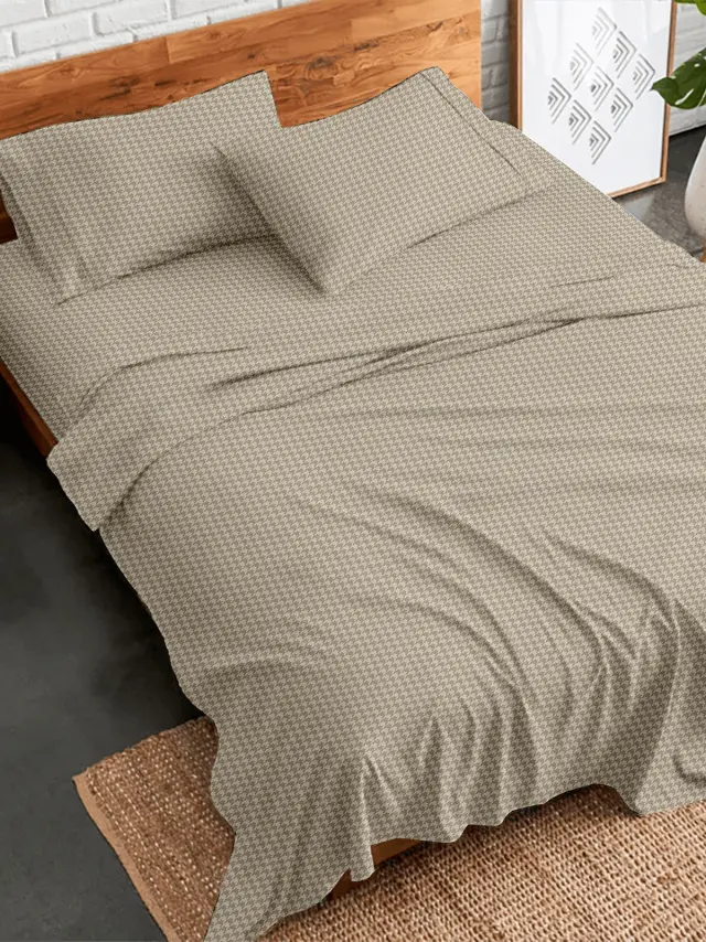 Σετ Σεντόνια Flannel 2064 Beige Διπλό (200x260) Sunshine