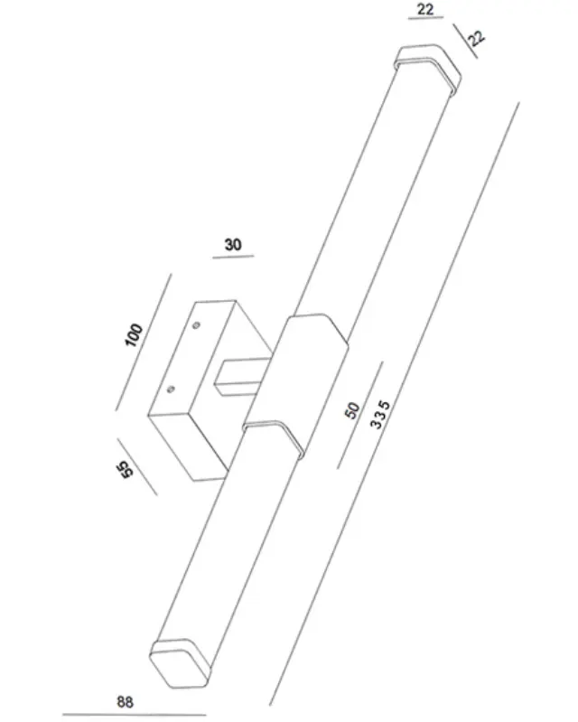 Ago 3720-21 απλίκα μπάνιου 33cm ip44 Μαύρο 2