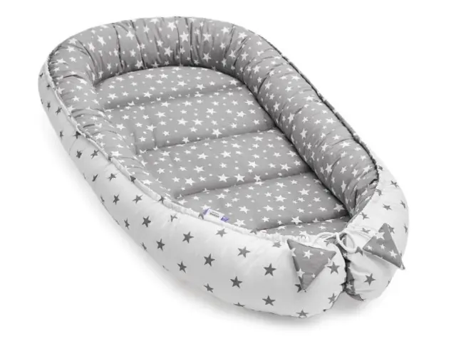Φωλιά για Βρέφη 2 Όψεων 65x120cm Grey Stars 5907534751215 3