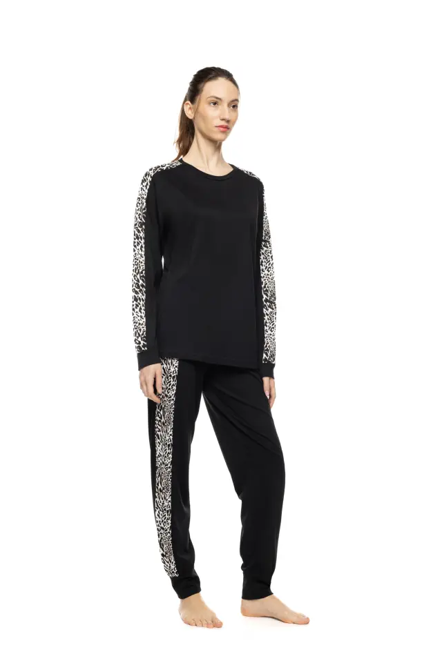Pink Label Pyjama Solid Ivory Leopard σετ γυναικεία χειμερινή πυτζάμα W1944-1