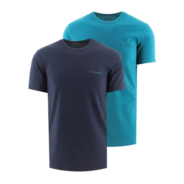 Emporio Armani Ανδρικό Φανελάκι Loungewear Crew Neck - Διπλό Πακέτο, Χρώμα Μαρίν-Μπλε - S
