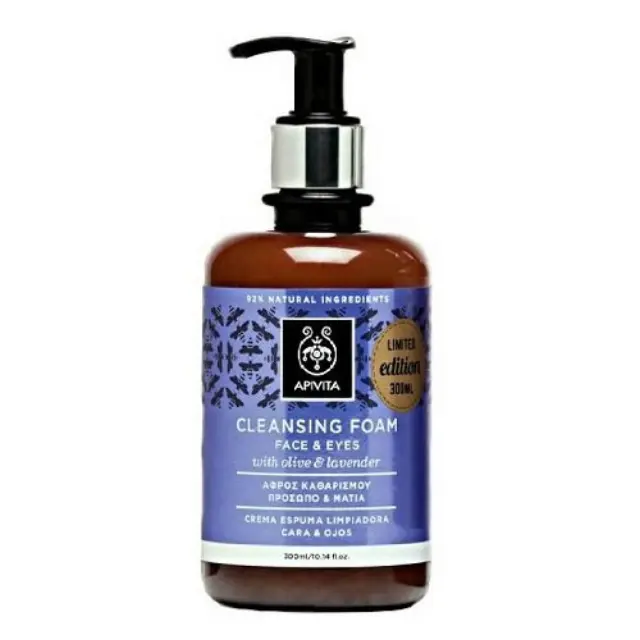 Apivita Cleansing κρεμώδες αφρός καθαρισμού προσώπου & μάτια με ελιά και λεβάντα 300ml