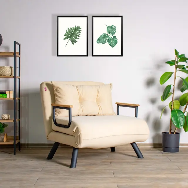 Πολυθρόνα-Κρεβάτι Κρεμ SEDA SINGLE 3