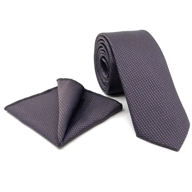Γραβάτα Microfiber σε Μπλε Μοτίβο Σετ με Μαντηλάκι