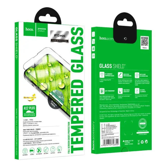 Tempered Glass Hoco A12 Plus Nano 3D Full Screen Edges Protection 9H για Apple iPhone 13 mini με Μαύρο Περίγραμμα 2