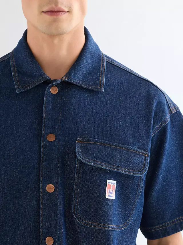 Wrangler Ανδρικό Τζιν Overshirt 112378123 – Rinse Blue - L 3