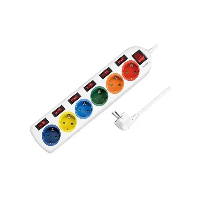 LogiLink Power Strip 6-socket 1.5m Colored (LPS259)