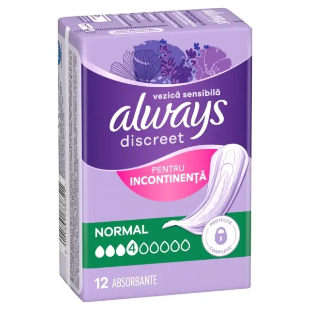 ALWAYS Discreet Pads Normal Γυναικείες Σερβιέτες για την Ακράτεια, 12τεμ