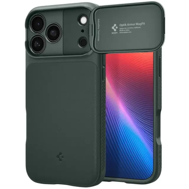 Θήκη TPU Spigen Apple iPhone 18 Pro/ 17 Pro Optik Armor Σκούρο Πράσινο N71782