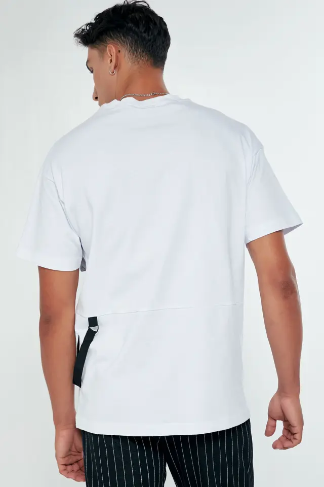 T-Shirt Βαμβακερό με Τσέπη Λευκό 3