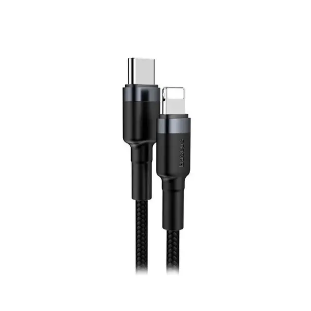 Baseus Cafule Lightning USB-C PD QC Cable 18W 480Mb/s 1m Black/Gray (CATLKLF-G1)