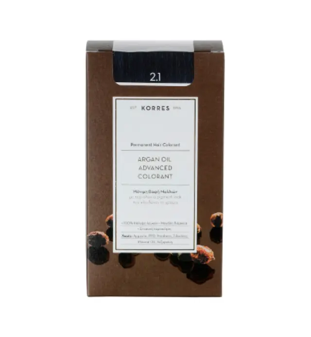 Korres Argan Oil Advanced Colorant Μόνιμη Βαφή Μαλλιών 2.1 Μαύρο Μπλέ, 50ml