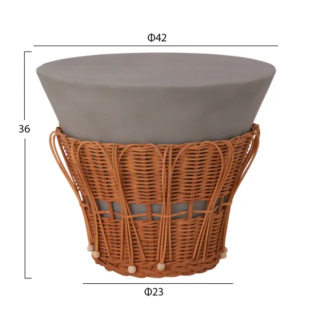 ΤΡΑΠΕΖΙ ΒΟΗΘΗΤΙΚΟ FB918164.03S FIBER CEMENT ΓΚΡΙ-ΦΥΣΙΚΟ RATTAN--Φ42x36Υεκ 2
