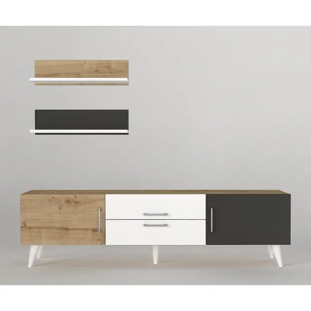 Σύνθετο OREGON Sapphire/Ανθρακί/Μπεζ Μοριοσανίδα 160x32x45cm 3