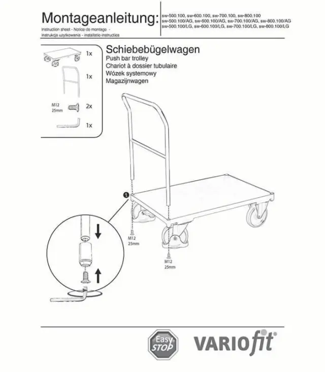 Variofit sw-800.100/AG Τρόλεϊ Μεταφοράς για Φορτίο Βάρους ως 500kg 2